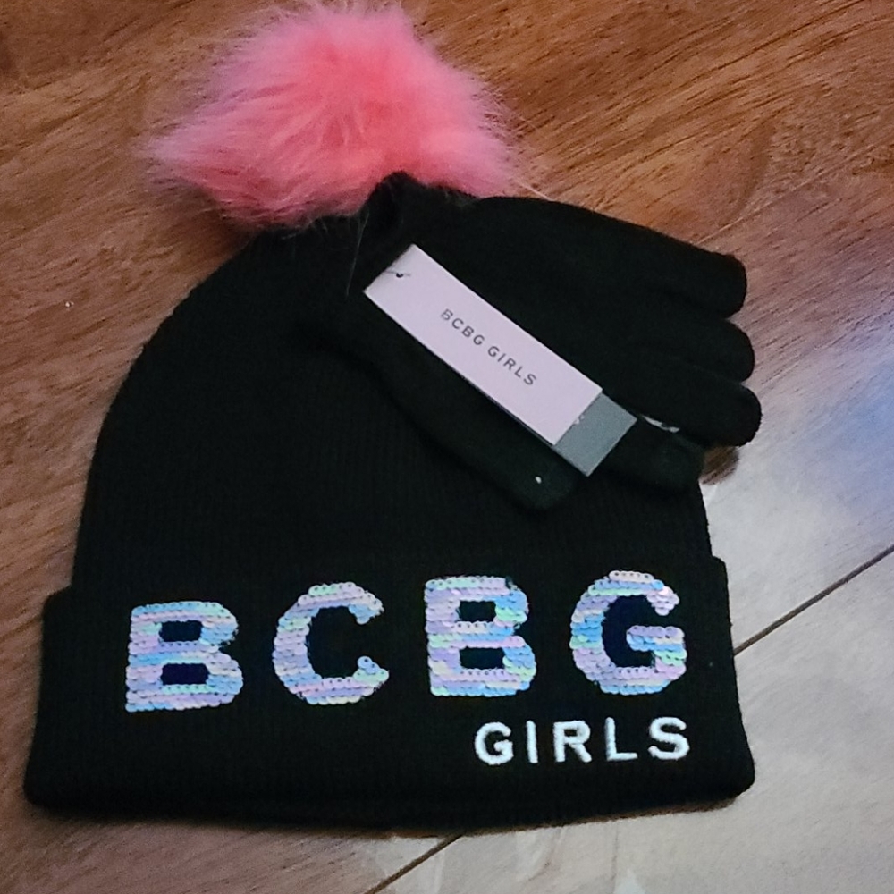 NWT BCBG girls beanie and gloves